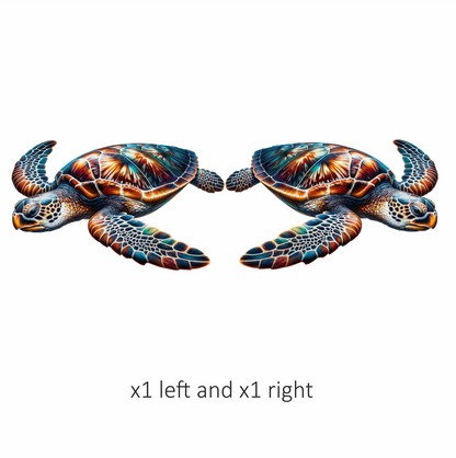 Sea Turtle With Orange Pattern Vinyl Decal Sticker