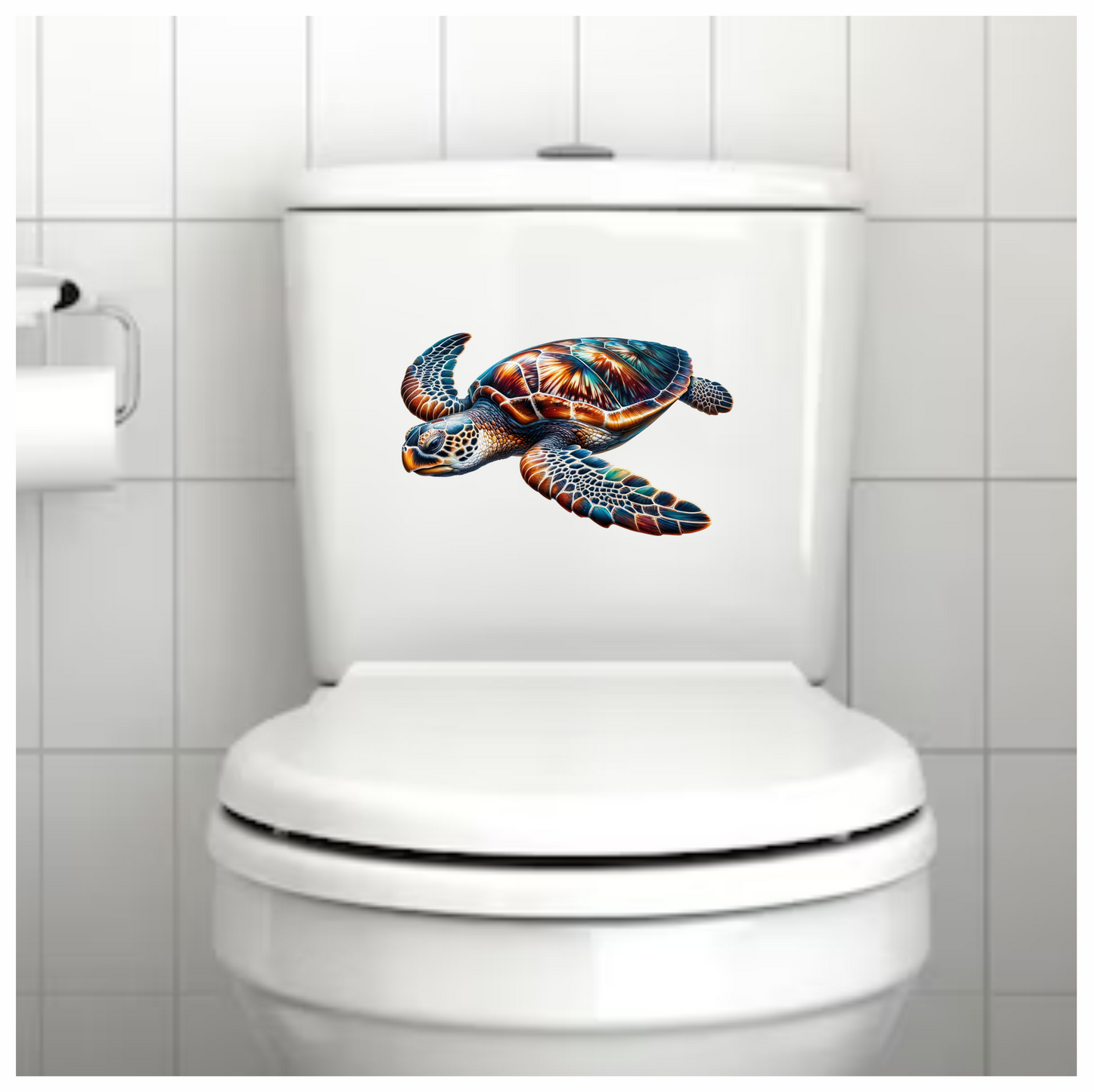 Sea Turtle With Orange Pattern Vinyl Decal Sticker