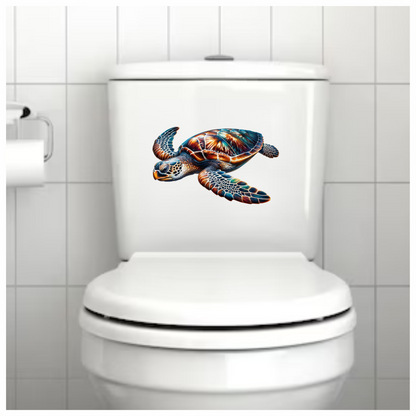 Sea Turtle With Orange Pattern Vinyl Decal Sticker
