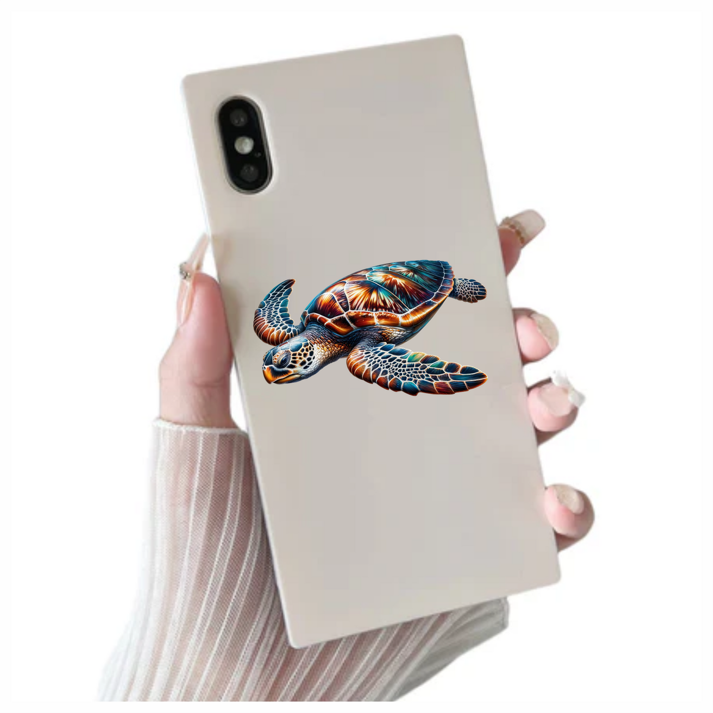 Sea Turtle With Orange Pattern Vinyl Decal Sticker