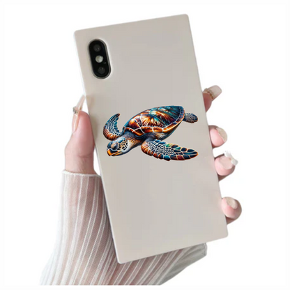 Sea Turtle With Orange Pattern Vinyl Decal Sticker