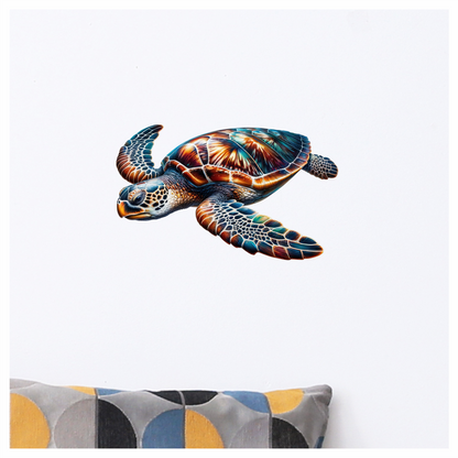 Sea Turtle With Orange Pattern Vinyl Decal Sticker