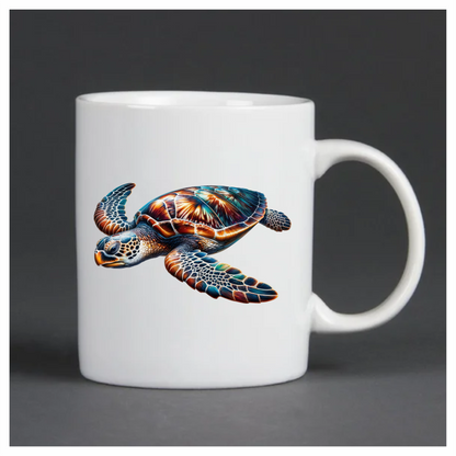 Sea Turtle With Orange Pattern Vinyl Decal Sticker