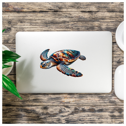 Sea Turtle With Orange Pattern Vinyl Decal Sticker