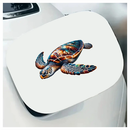 Sea Turtle With Orange Pattern Vinyl Decal Sticker
