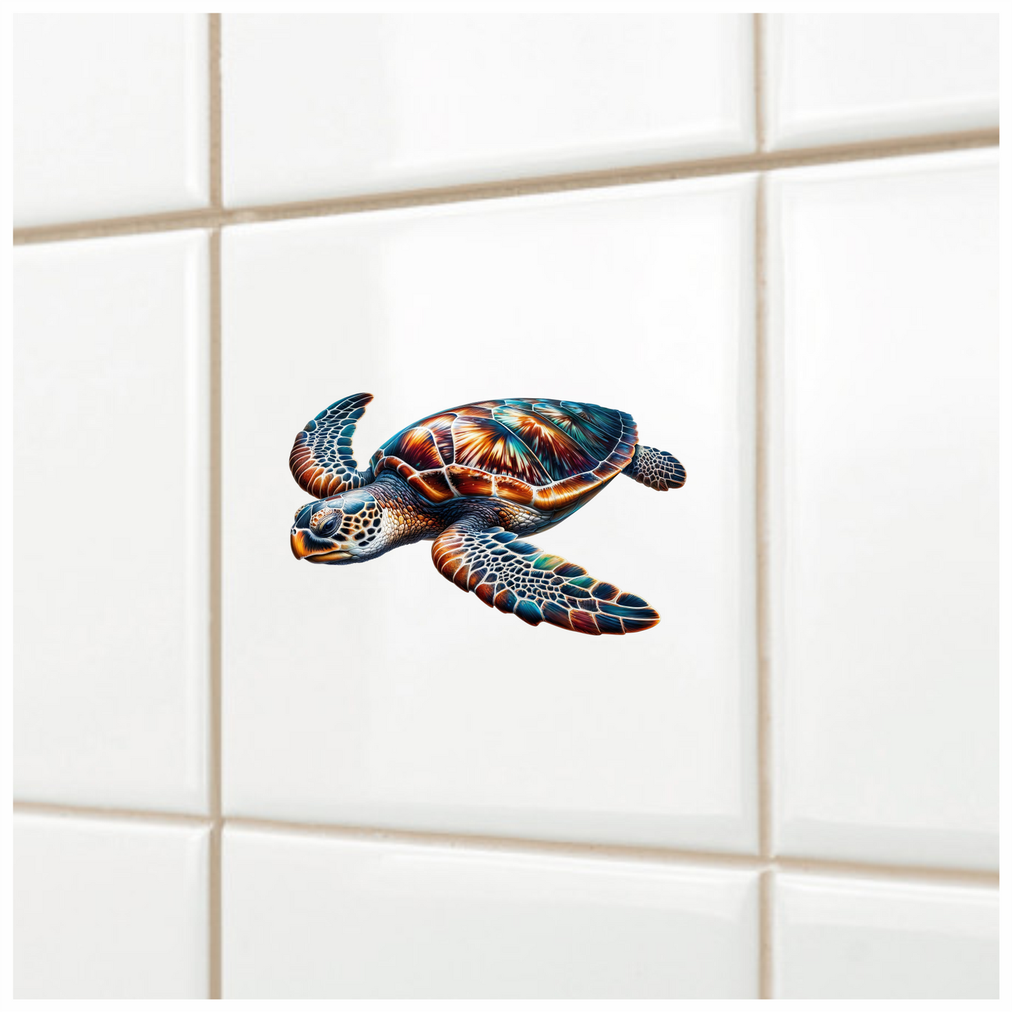 Sea Turtle With Orange Pattern Vinyl Decal Sticker