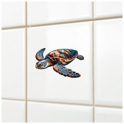 Sea Turtle With Orange Pattern Vinyl Decal Sticker