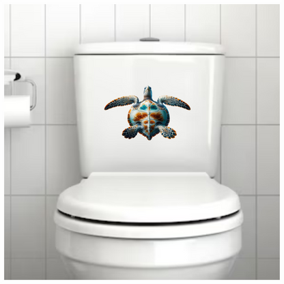 Sea Turtle Underwater View Orange Vinyl Decal Sticker