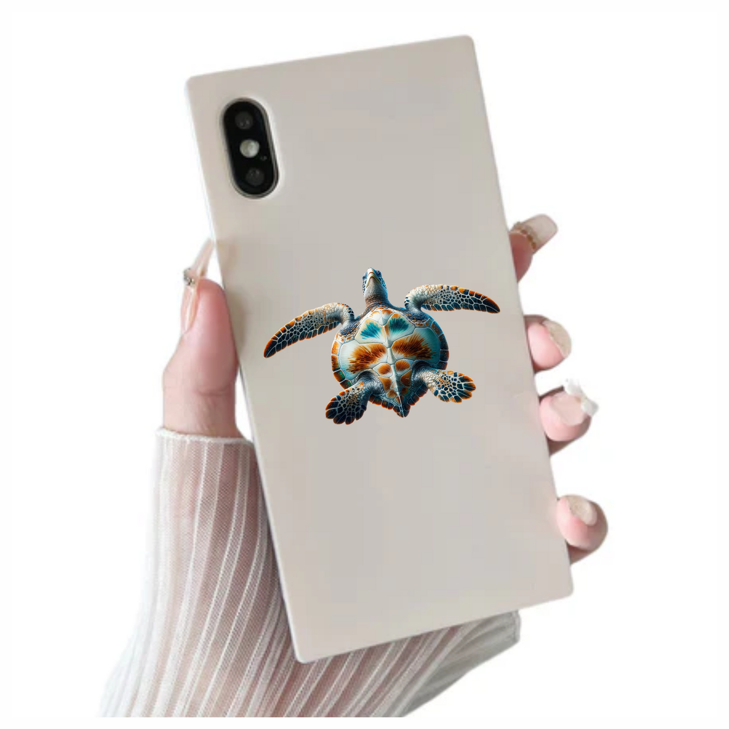 Sea Turtle Underwater View Orange Vinyl Decal Sticker