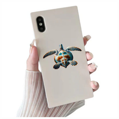 Sea Turtle Underwater View Orange Vinyl Decal Sticker