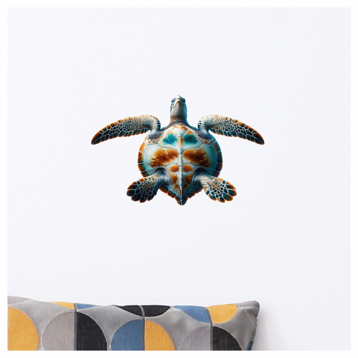 Sea Turtle Underwater View Orange Vinyl Decal Sticker