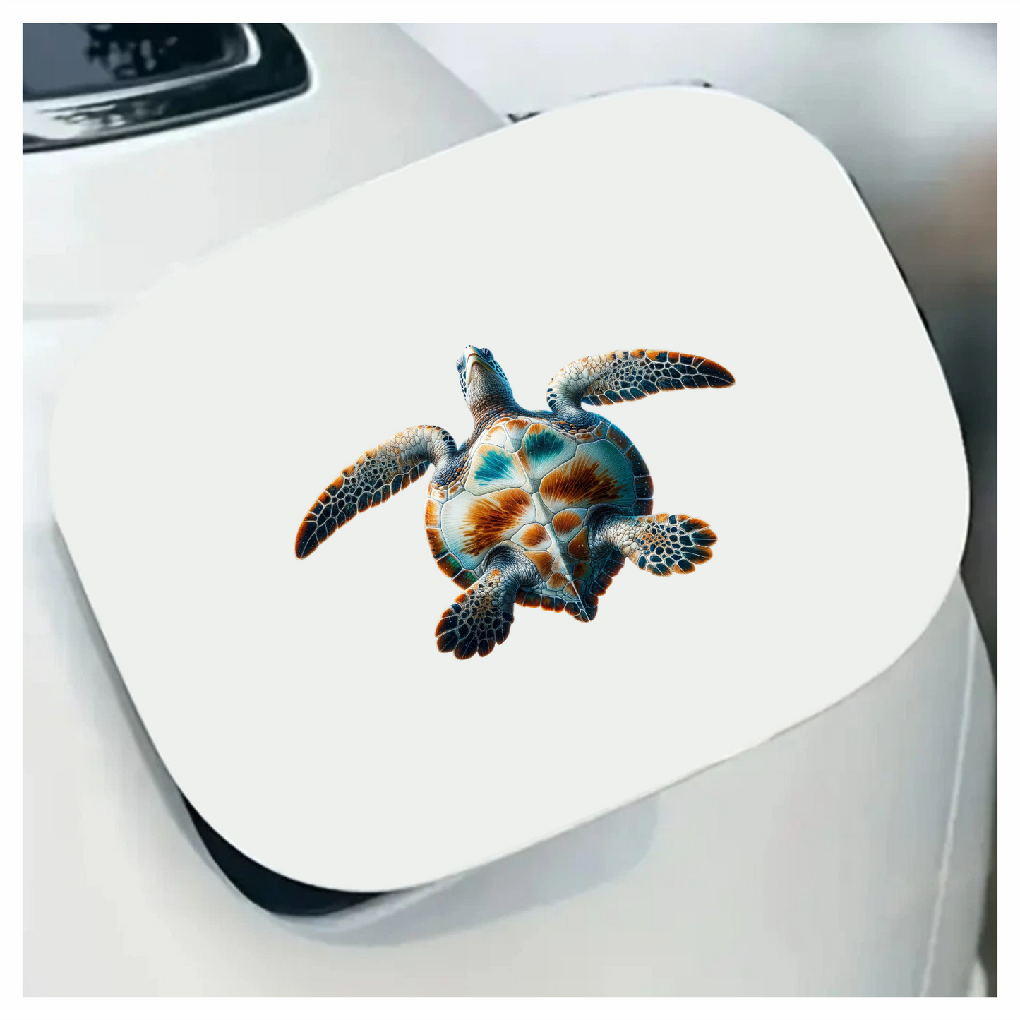 Sea Turtle Underwater View Orange Vinyl Decal Sticker