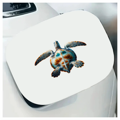 Sea Turtle Underwater View Orange Vinyl Decal Sticker