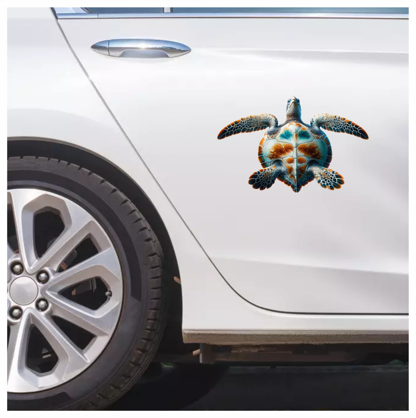 Sea Turtle Underwater View Orange Vinyl Decal Sticker