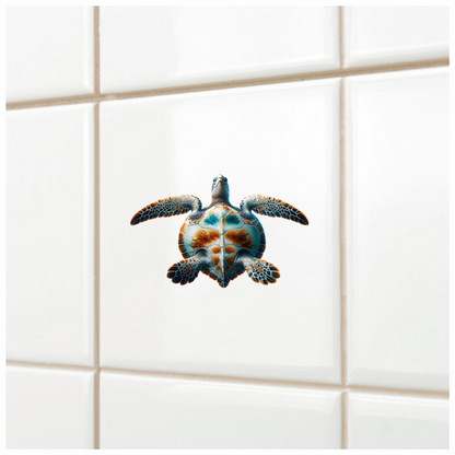 Sea Turtle Underwater View Orange Vinyl Decal Sticker