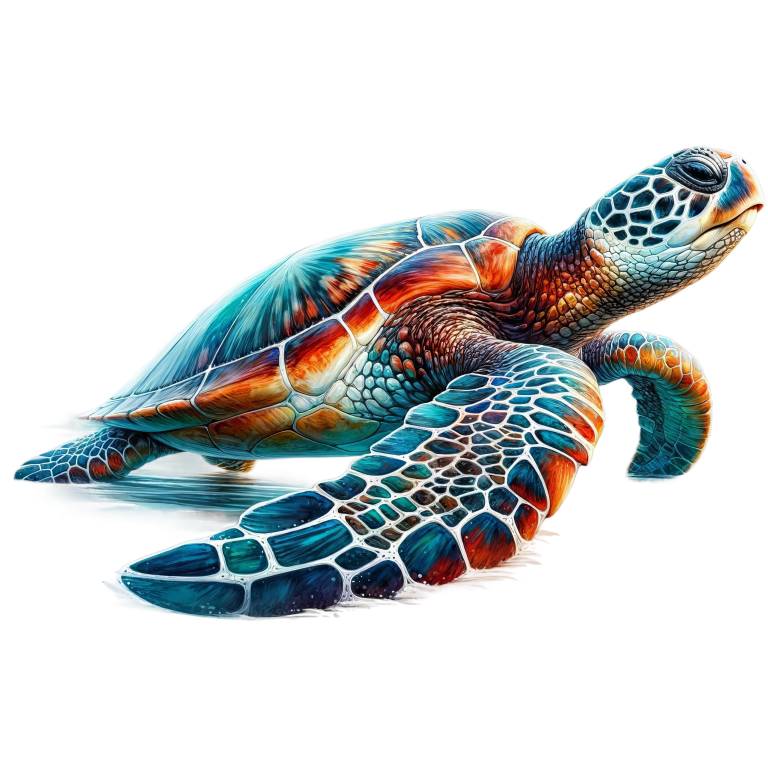 Colorful turtle illustration on a white background vinyl sticker