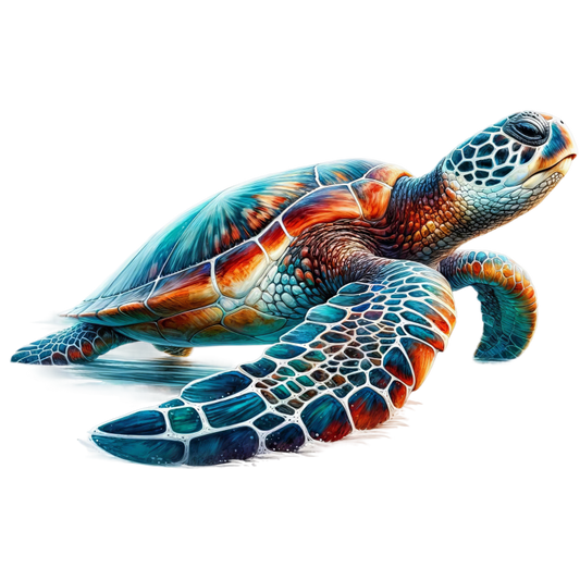 Colorful turtle illustration on a white background vinyl sticker