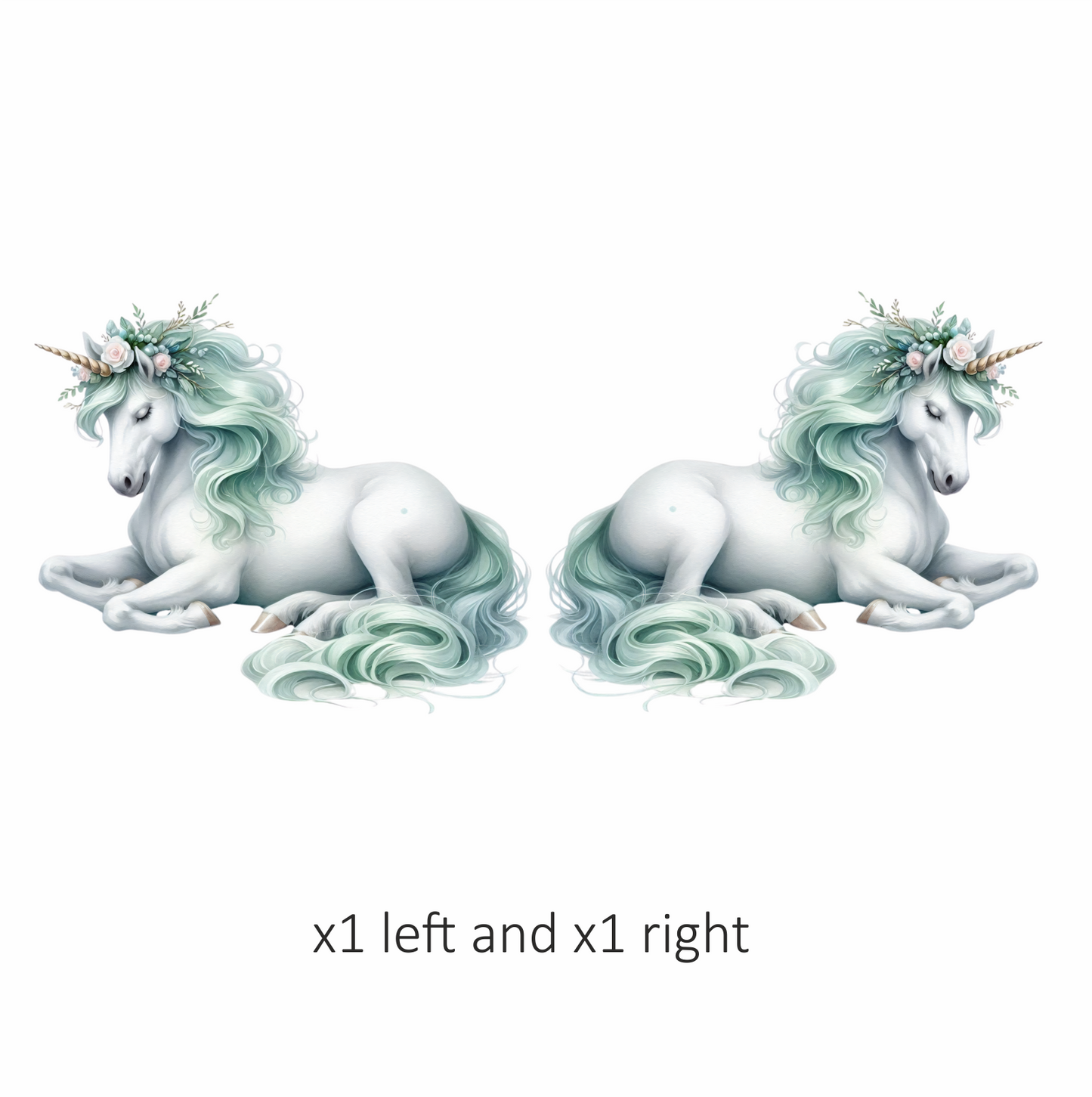 White Unicorn Horse With Pastel Flowers Vinyl Decal Sticker