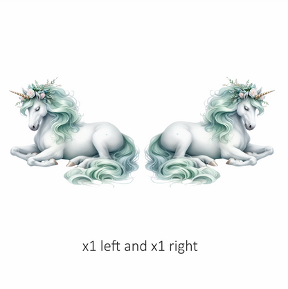 White Unicorn Horse With Pastel Flowers Vinyl Decal Sticker