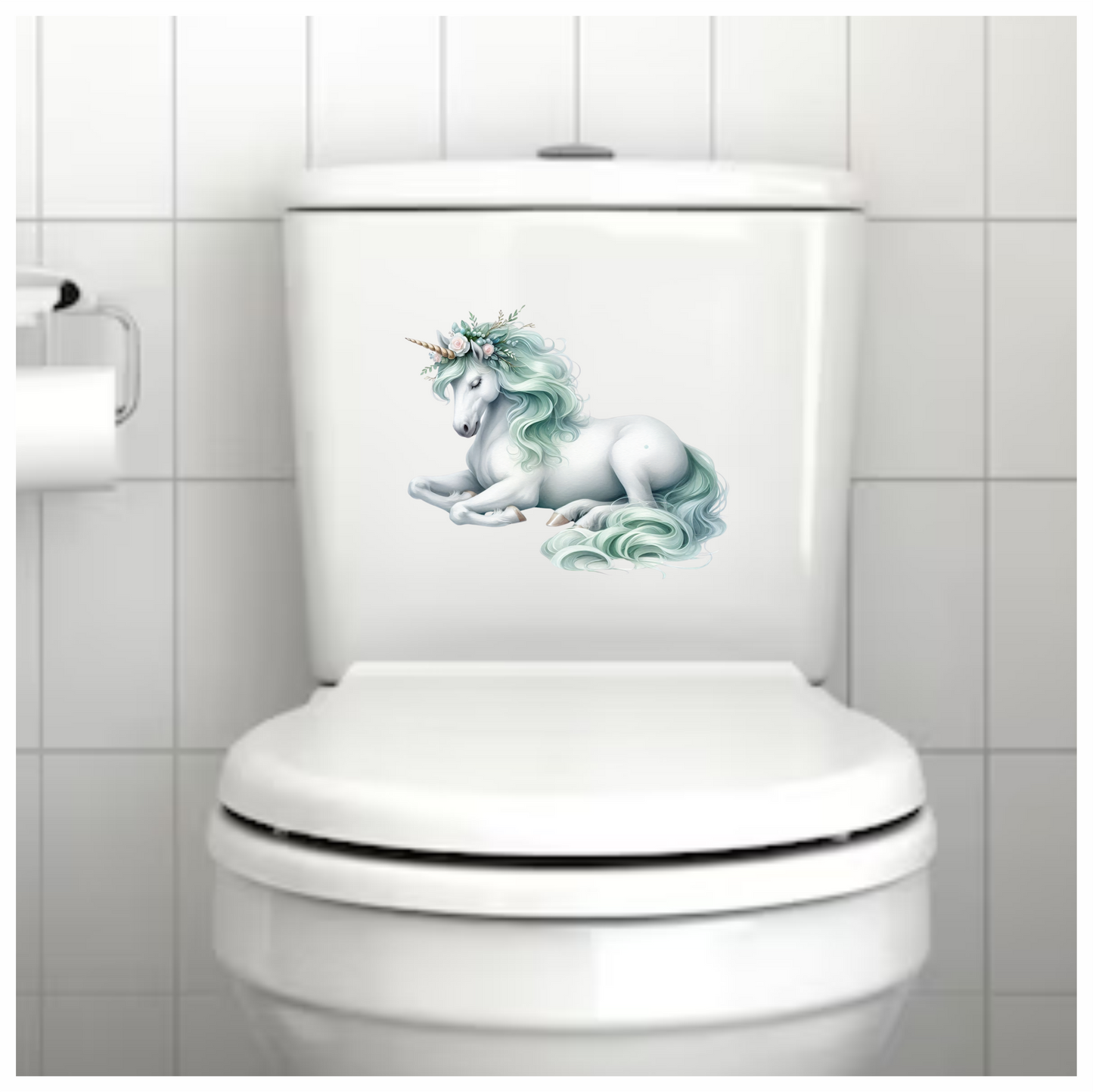White Unicorn Horse With Pastel Flowers Vinyl Decal Sticker