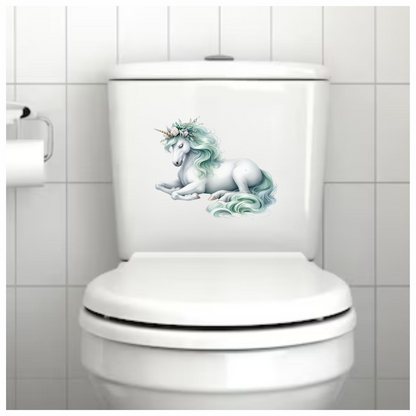 White Unicorn Horse With Pastel Flowers Vinyl Decal Sticker