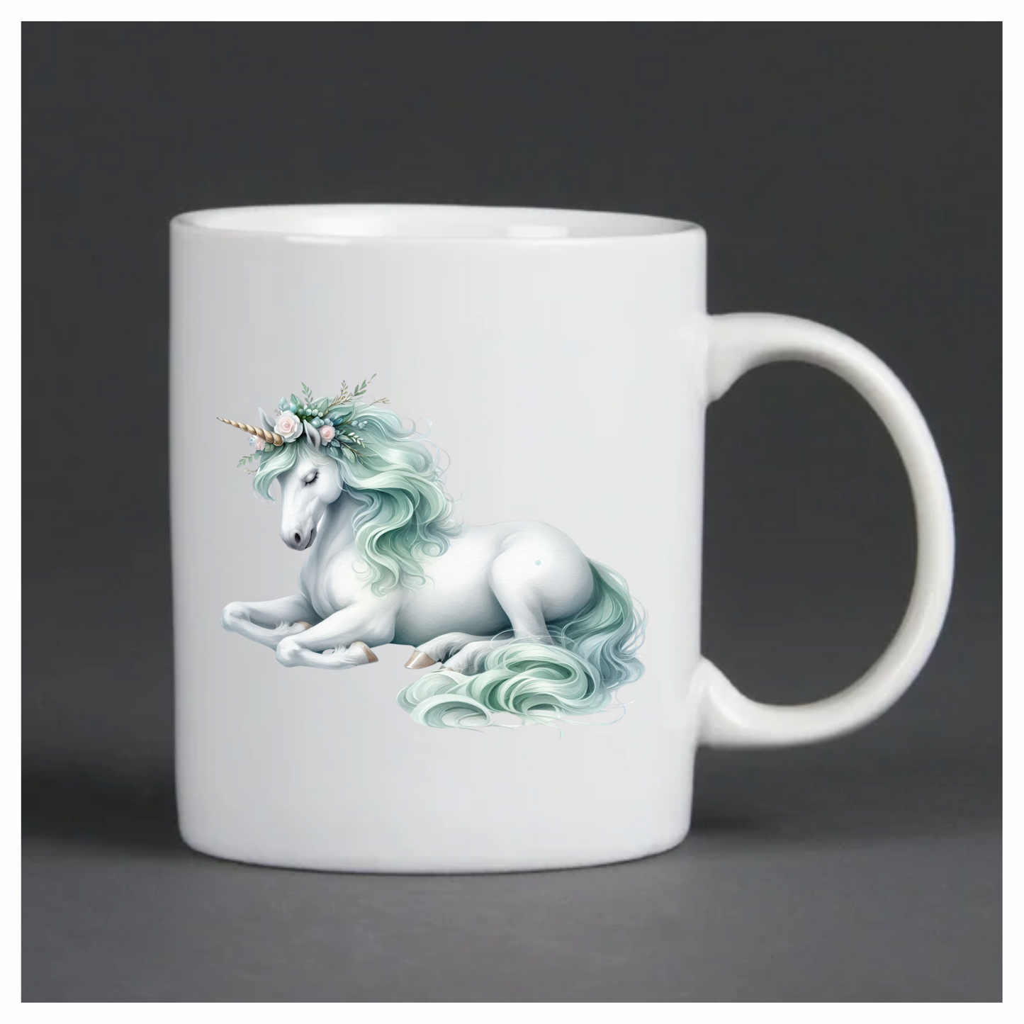 White Unicorn Horse With Pastel Flowers Vinyl Decal Sticker