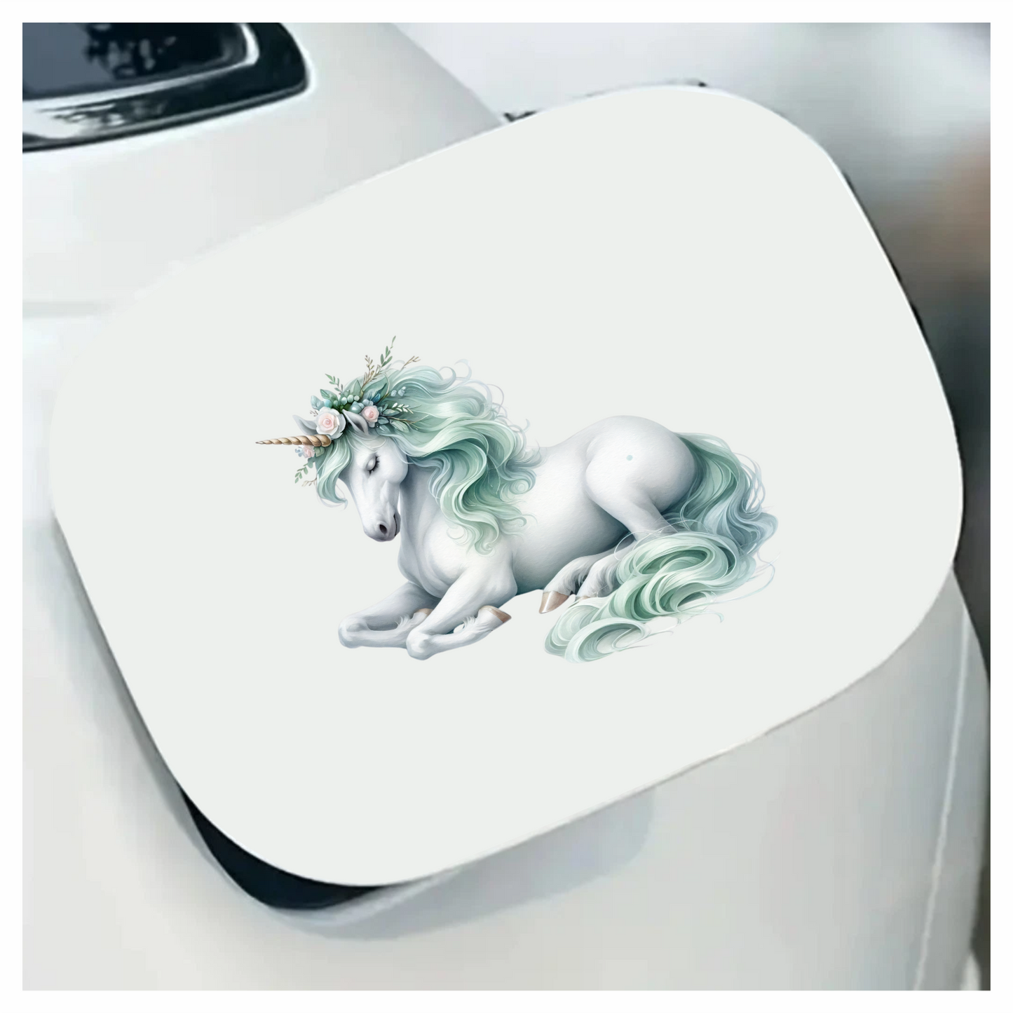 White Unicorn Horse With Pastel Flowers Vinyl Decal Sticker