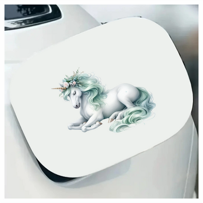 White Unicorn Horse With Pastel Flowers Vinyl Decal Sticker