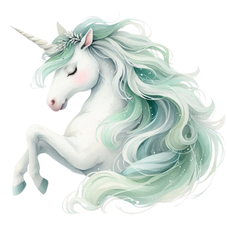 Unicorn with pastel green mane on a white background vinyl sticker