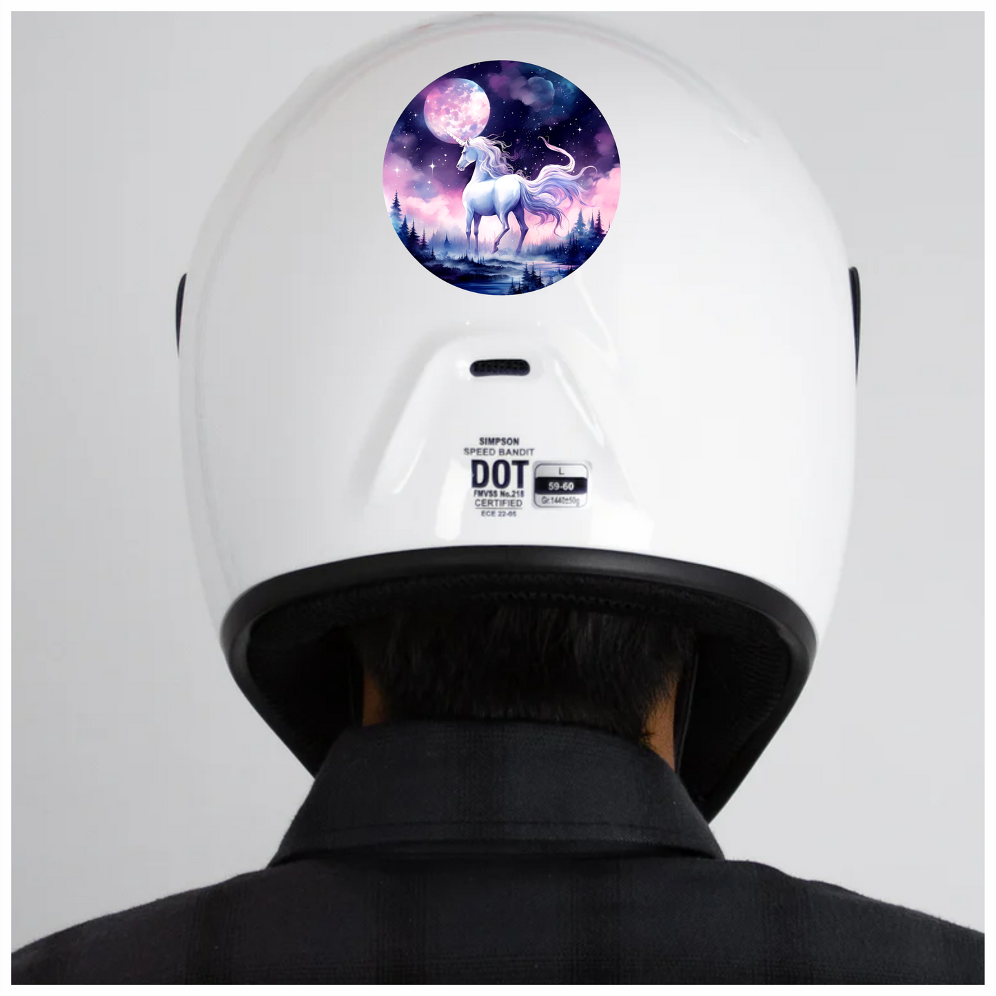 White Unicorn Under Moonlit Sky Vinyl Decal Sticker