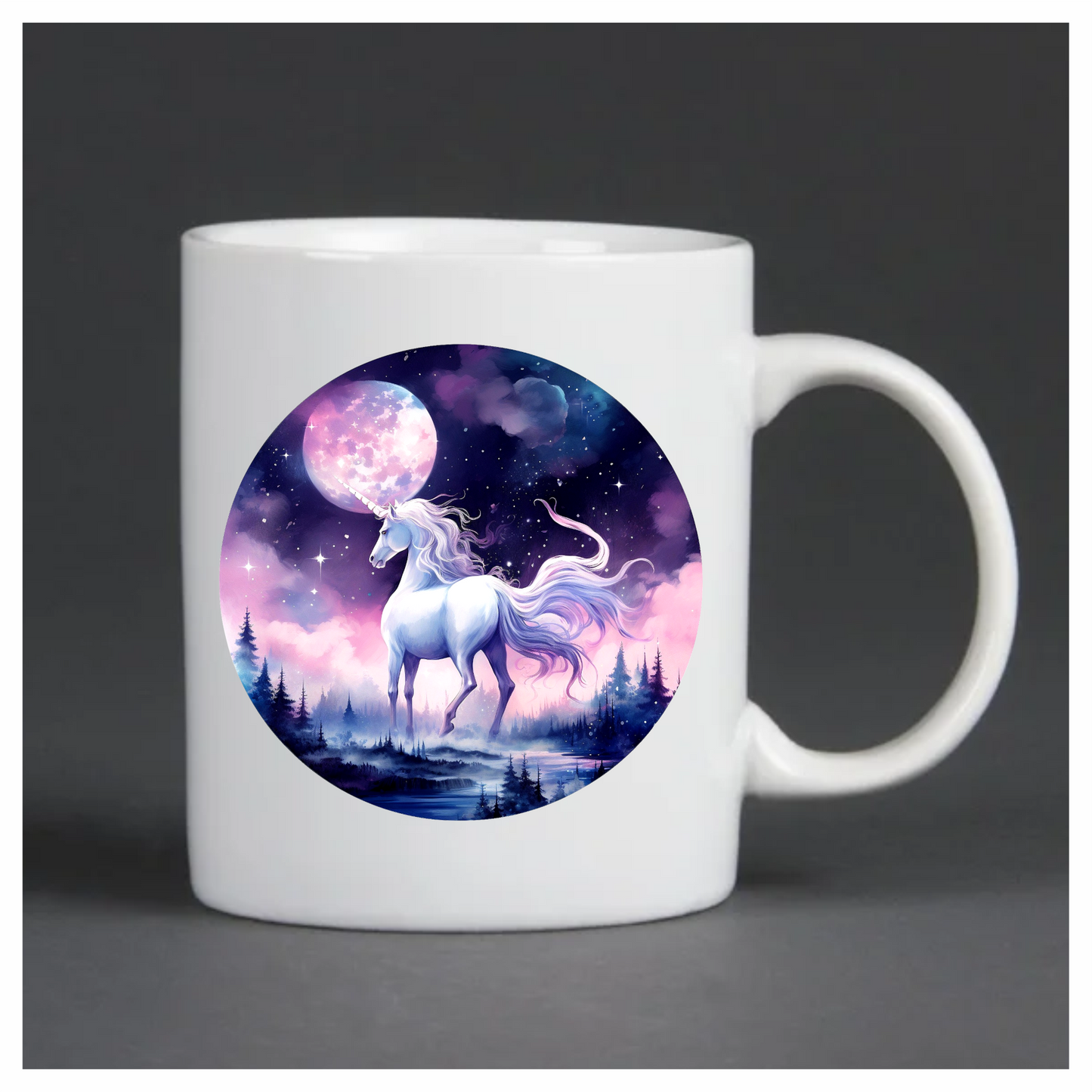 White Unicorn Under Moonlit Sky Vinyl Decal Sticker