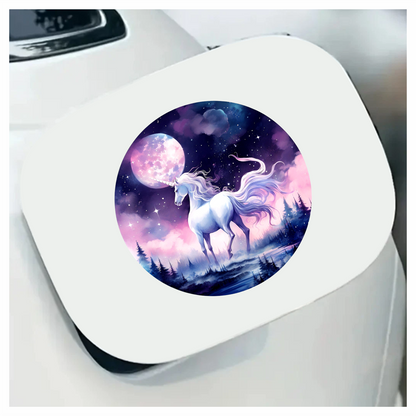 White Unicorn Under Moonlit Sky Vinyl Decal Sticker