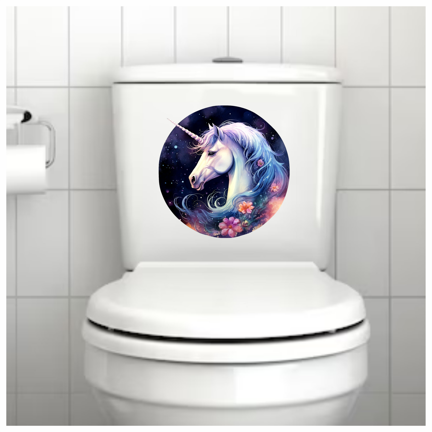 White Unicorn Horse With Flowers Vinyl Decal Sticker