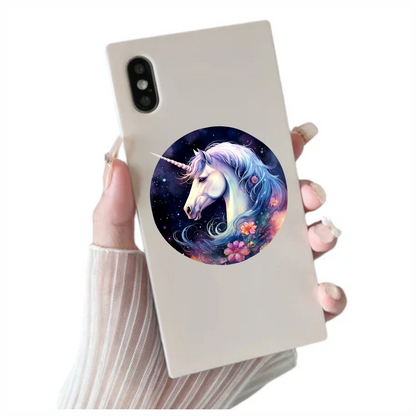 White Unicorn Horse With Flowers Vinyl Decal Sticker
