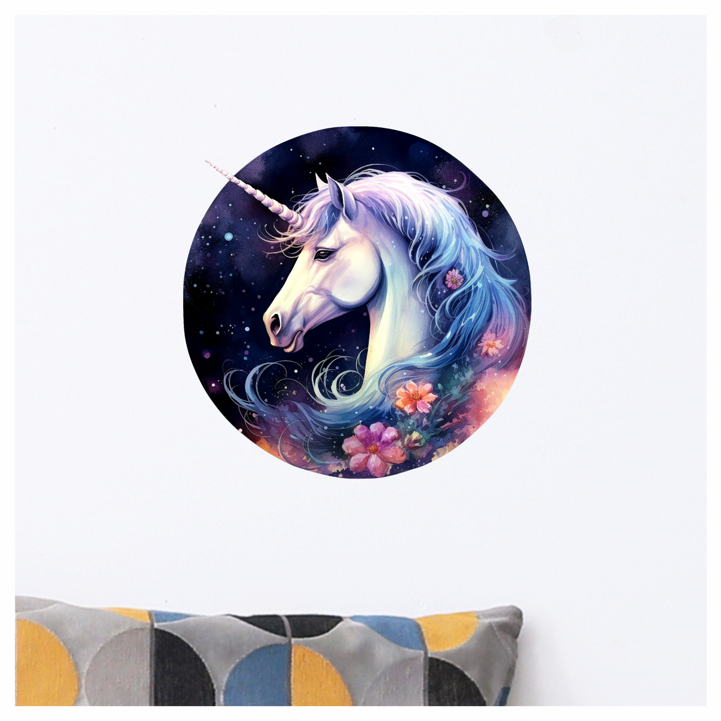White Unicorn Horse With Flowers Vinyl Decal Sticker