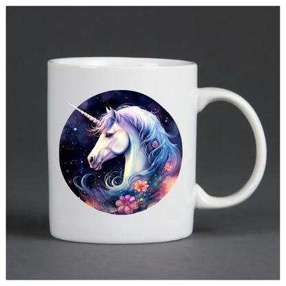White Unicorn Horse With Flowers Vinyl Decal Sticker