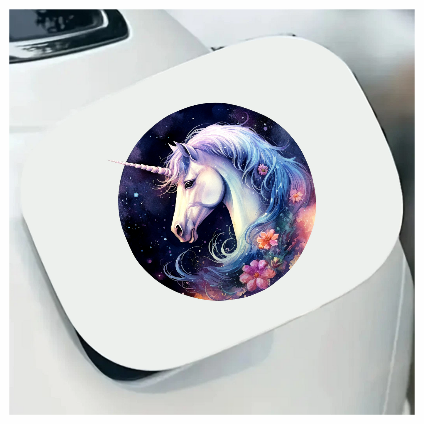 White Unicorn Horse With Flowers Vinyl Decal Sticker