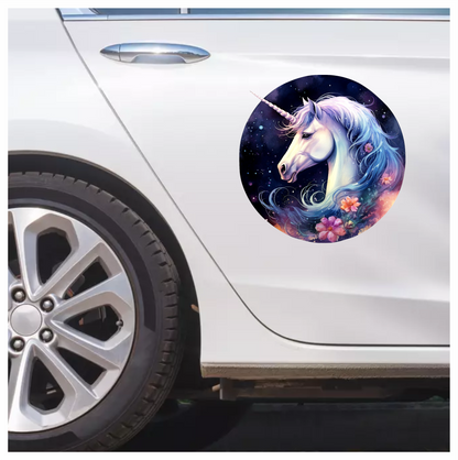 White Unicorn Horse With Flowers Vinyl Decal Sticker