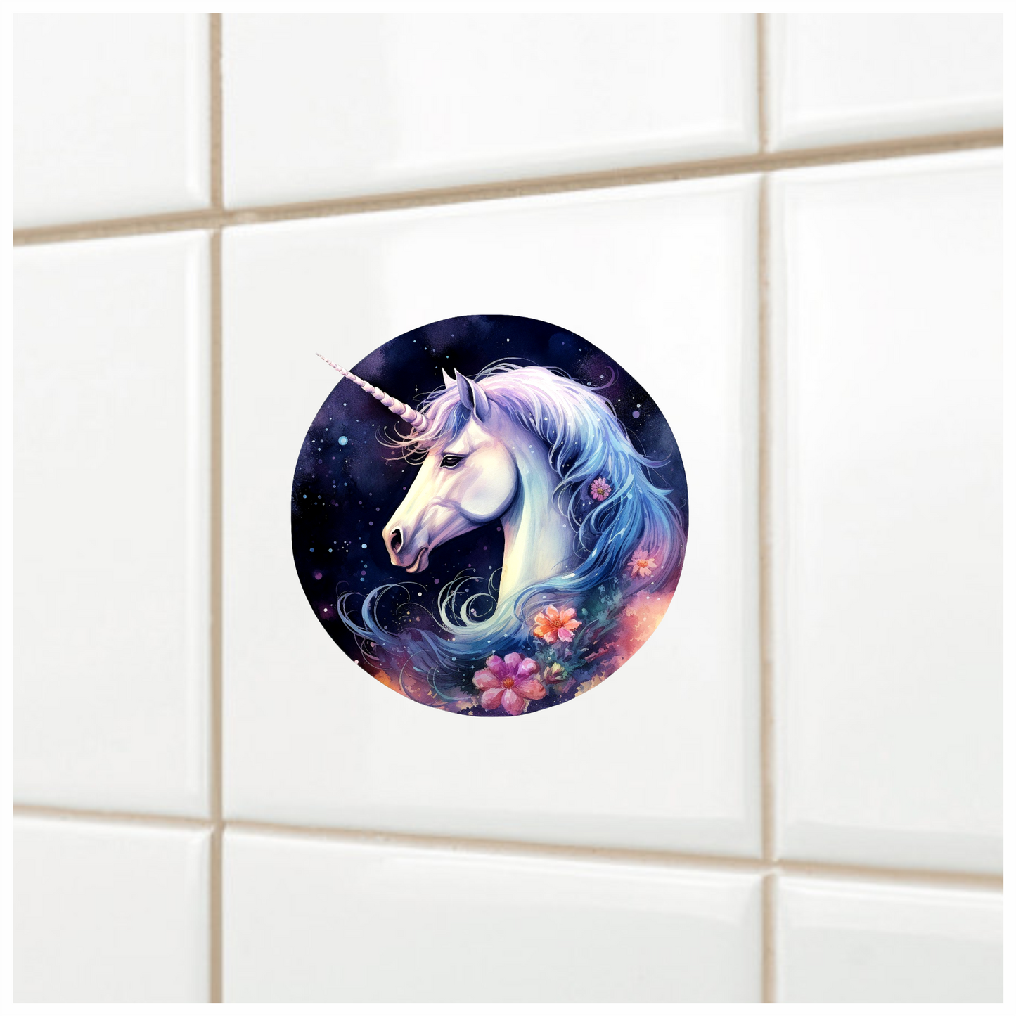 White Unicorn Horse With Flowers Vinyl Decal Sticker