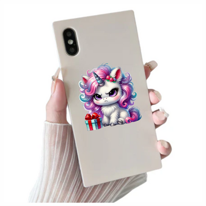 Angry Unicorn Puppy With Pink Gift Vinyl Decal Sticker