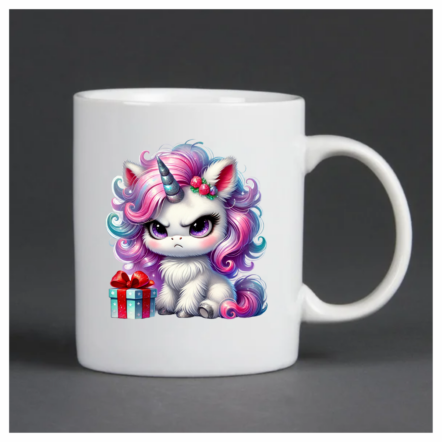 Angry Unicorn Puppy With Pink Gift Vinyl Decal Sticker