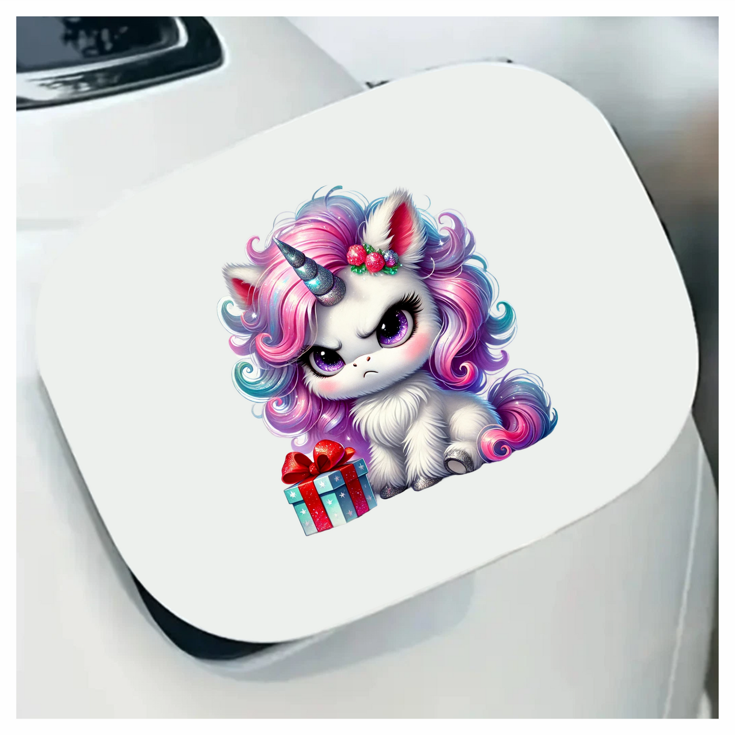 Angry Unicorn Puppy With Pink Gift Vinyl Decal Sticker