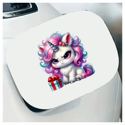Angry Unicorn Puppy With Pink Gift Vinyl Decal Sticker