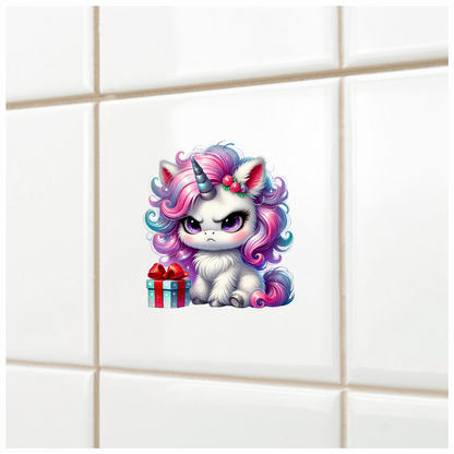Angry Unicorn Puppy With Pink Gift Vinyl Decal Sticker