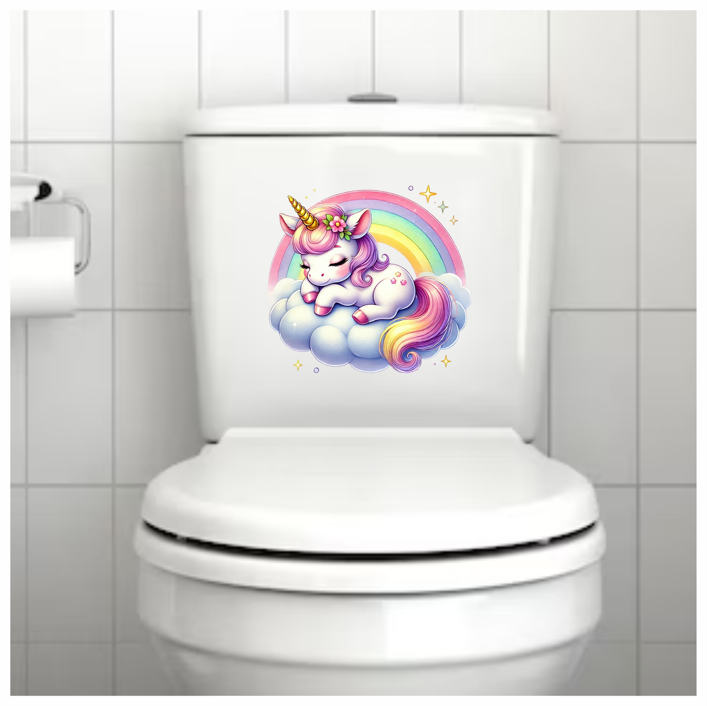Sleeping Unicorn Pony Pink Rainbow Cloud Vinyl Decal Sticker