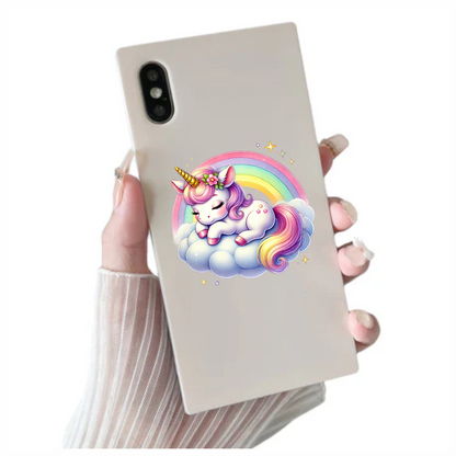 Sleeping Unicorn Pony Pink Rainbow Cloud Vinyl Decal Sticker