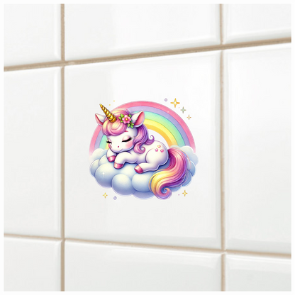 Sleeping Unicorn Pony Pink Rainbow Cloud Vinyl Decal Sticker