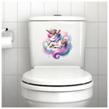 Sleeping Unicorn Pony Pink Cloud Vinyl Decal Sticker