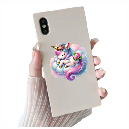 Sleeping Unicorn Pony Pink Cloud Vinyl Decal Sticker