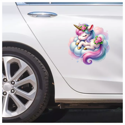 Sleeping Unicorn Pony Pink Cloud Vinyl Decal Sticker